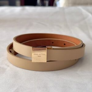 Louis Vuitton Leather Belt | Beige | Made in Spain | Authentic